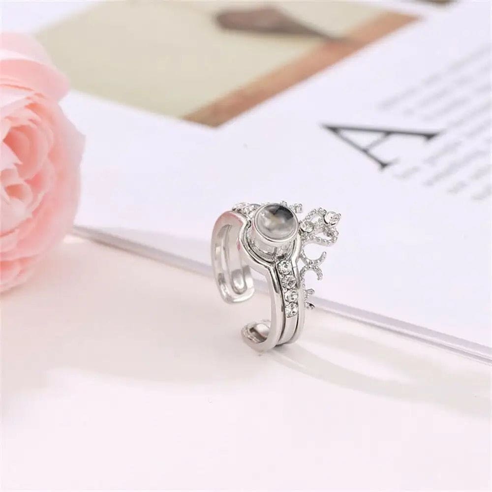 Zircon Rhinestone Crown Couple Ring, Projection Ring, Luxury Female Bridal Wedding Ring, Projection Charm Crown Ring, 100 Languages I Love You Projections Rings Zircon Rhinestone Crown Couple Ring, Projection Ring, Luxury Female Bridal Wedding Ring, Projection Charm Crown Ring, 100 Languages I Love You Projections Rings